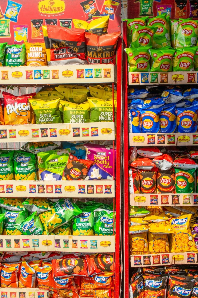 A display in a grocery store filled with lots of food